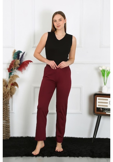 Akbeniz Kadın Pamuk Penye Tek Alt Pijama Bordo 27513-bordo Bordo