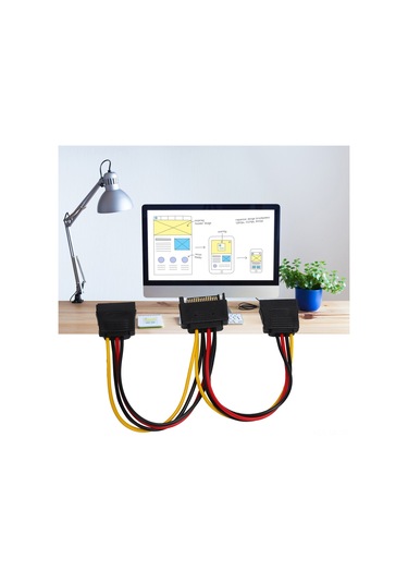 Mufunye Sata Cihazları İçin 4pin'den 15pin'e Güç Adaptör Kablosu - Ssd, Hdd Ve Optik Sürücüler İçin 5v/2a & 12v/2a Destekli Genişletme Kablosu