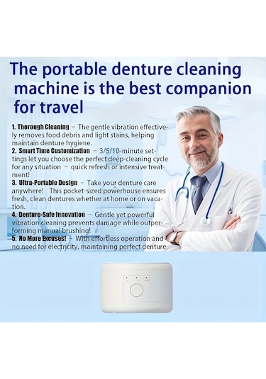Elmpaly Usb Şarjlı Mini Taşınabilir Protez Temizleyici 3 Modlu Beyaz Diş Koruma Ve Takı Temizleme Cihazı