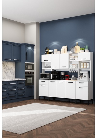 Riva Kahve Köşesi Fırın Bölmeli Askılı Airfry Kiler Dolabı Rb2 Çok Amaçlı Beyaz Beyaz