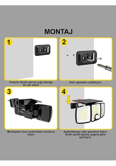 Greentech Güneş Enerjili 223 Cob Ledli, Hareket Sensörlü, 3 Taraflı Aydınlatma / GT-SL25