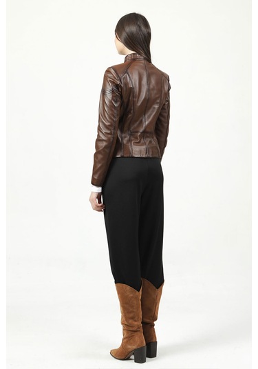 Dericlub Yb-2112 Gerçek Deri Kadın Mont Camel