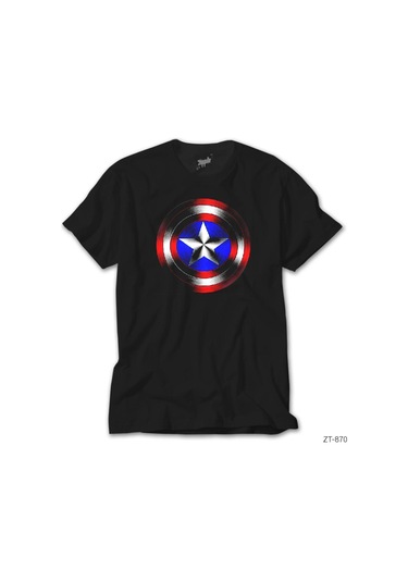 Captain America Shield 2 Siyah Tişört Siyah