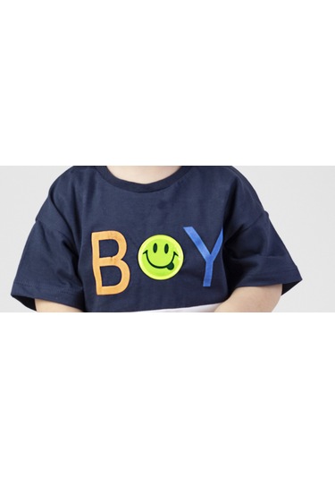 Erkek Bebek Şortlu Kısa Kollu Boys Desen Baskılı Yazlık Basic Alt-üst Takım 6-24 Ay Lacivert