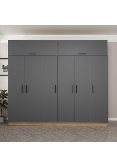 Minar Kale 6 Kapaklı 2 Ç Dolap Ve Yüklük Dore Antrasit 235cm
