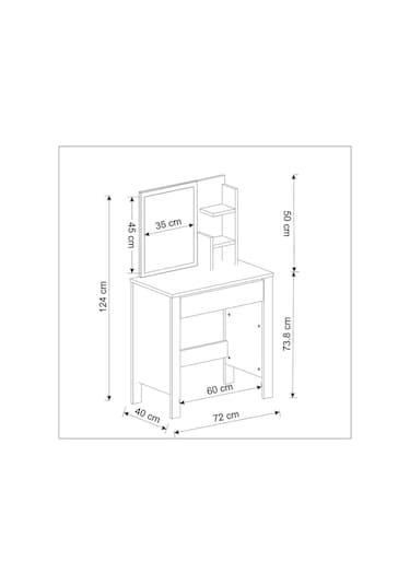 Gupse Makyaj Masası Siyah - Royal Mermer
