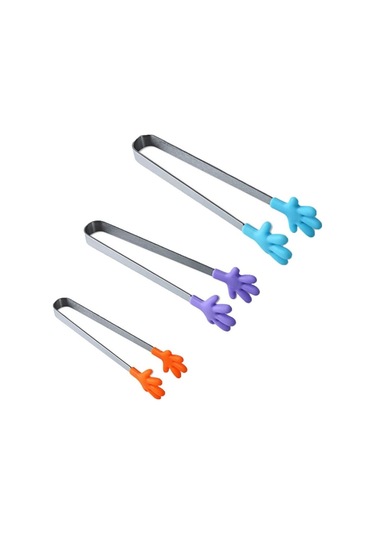 Sones Silikon Paslanmaz Çelik Pişirme Mutfak Buz Maşası Gıda Barbekü Salata El Klipsi Mavi