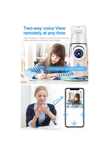 Yunboo Akıllı Wifi Güvenlik Kamerası - 1080p, 360 Görüş, Gece Görüşlü, İki Yönlü Sesli, Hareket Algılama Beyaz