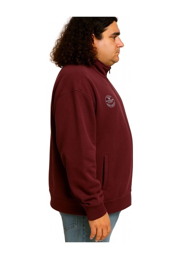 Erkek Büyük Beden 122-158 Kilo Arası İçin Uygun Pamuklu Geniş Kalıp Dik Yaka Fermuarlı Sweat Mont Bordo Erkek Büyük Beden 122-158 Kilo Arası İçin Uygun Pamuklu Geniş Kalıp Dik Yaka Fermuarlı Sweat Mont Bordo