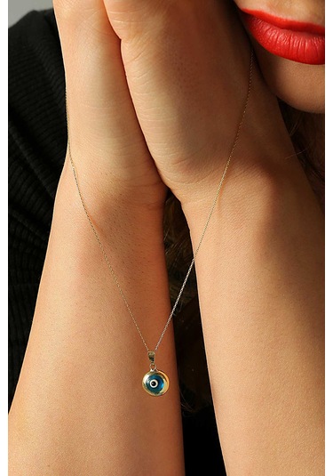 Moom Mücevherat Kadın 14 Ayar Altın Nazar Göz Kolye N11.40323