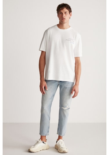 Grimelange Arnaldo Erkek Regular Beyaz T-shirt