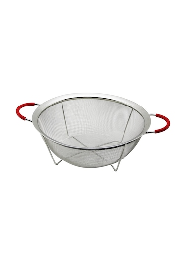 28cm Tel Sepet Metal Süzgeç Silikon Kılıflı Kulp Metal Çerçeve - Çok Renkli