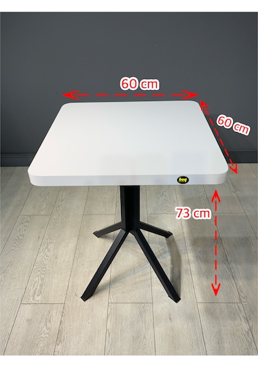 Zeren Kare Beyaz Balkon Masası Mutfak Yemek Masası 60 Cm