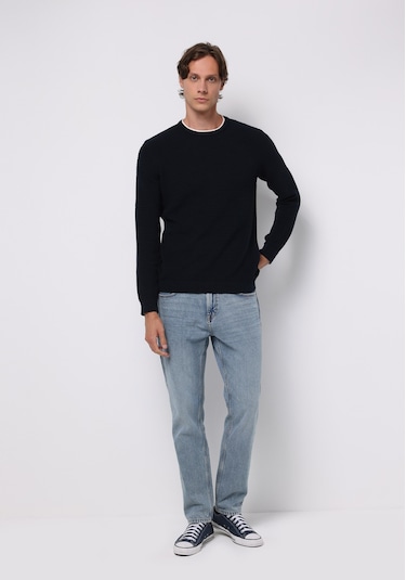 Colins Regular Fit Yuvarlak Yaka Jakarlı Erkek Lacivert Kazak Cl1076734 Q1.v2 Nav Lacivert