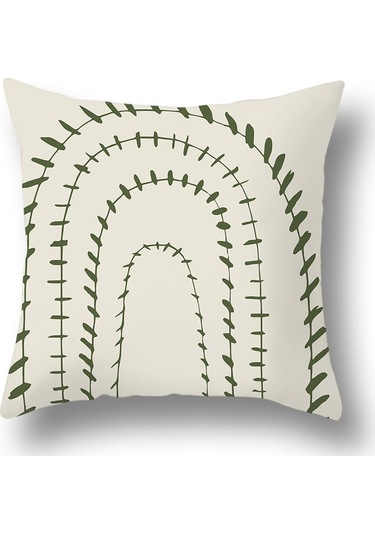 Kuzey Avrupa Geometrik Keten Yastık 50 50cm-58 Ekru