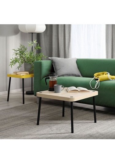 Sehpa Seti, Sarı-huş Görünüm, 2 Parça Zigon Sarı Meşe