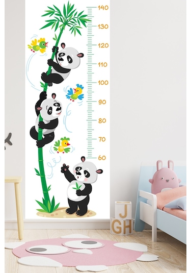 Boy Ölçer Sticker Sevimli Pandalar Ve Kuşlar Temalı