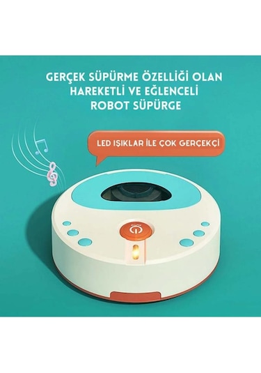 Oyuncak Pilli Işıklı Robot Süpürge
