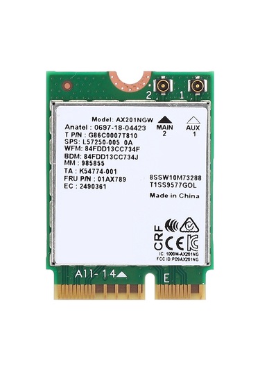 Hombey Ax201ngw M.2 Cnvio2 Wıfı6 Ağ Kartı, 2.4gbps 5ghz Ve 574mbps 2.4ghz Hız, Bluetooth 5.0, Windows 10 X64 Desteği