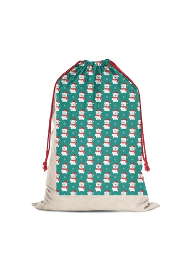 Büyük Noel Baba Hediye Çantası, Pamuklu Kordonlu, Yeniden Kullanılabilir Noel Kutup Ayısı