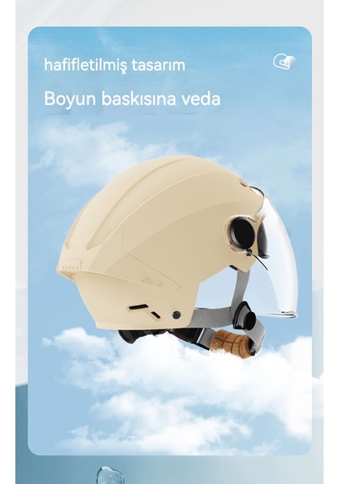 Elektrikli Akü Motosiklet Kask Güneş Koruyucu Yarı Kask Sürüş Kaskı Erkek Bayan Yaz 3c Sertifikası Kırmızı - Pembe