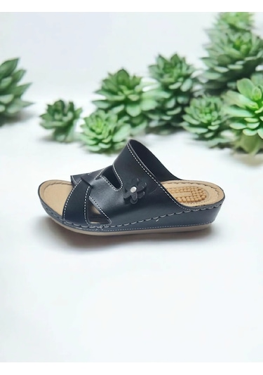 Kadın Topuk Dikeni Jelli Ev Dışarı Terlik Siyah