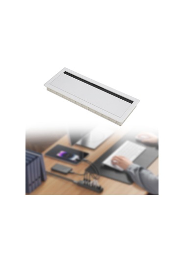 Suntek Ofis Masası Tel Kapak Sabit Çevirme Fırçası Beyaz