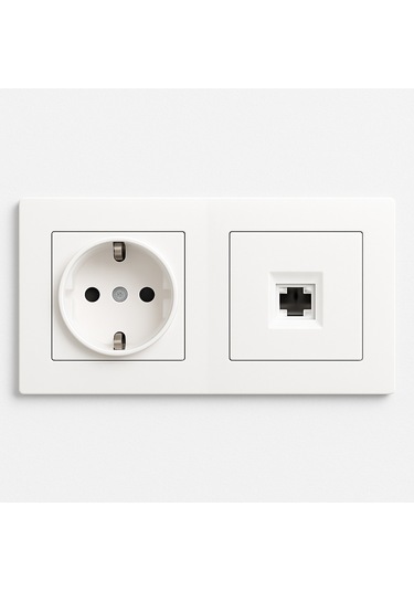 Karen Çiftli Priz Çerçevesi Uyumlu Topraklı Elektrik Prizi Telefon Hat Girişi Ofis Ve Ev Kullanımı