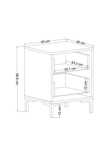 Just Home Prestige 2 Çekmeceli Komodin - Vizon / Yunus - 45 Cm Vizon / Yunus
