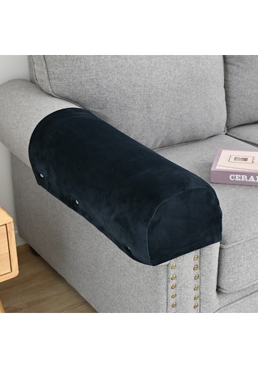 Suofeng Mutfak Ev İçin Yıkanabilir Lastikli Kumaş Koltuk Kol Koruması - Kaymazsız Dört Mevsim Kullanım - Lacivert 1 Çift + 10 Adet Çivi KOYU MAVİ