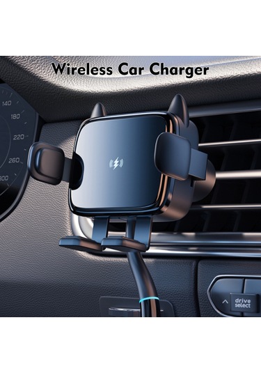 Yaozixa Araba İçi Kablosuz Şarj Cihazı 15w Hızlı Şarj Otomatik Açılış Kapama Telefon Tutucu Navigasyon Stantı Pembe Pembe