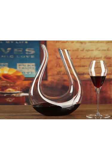 Reedark Kristal Cam 1500ml Şarap Decanterı - U Tipi Akustik Desenli Ev & Restoran Kullanımı - Renkli Modern Stili