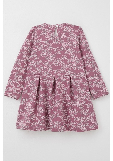 Breeze Kız Çocuk Uzun Kollu Elbise Çiçek Desenli 1.5-5 Yaş, Gülkurusu Gülkurusu