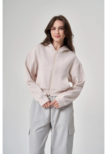 Exuma Kadın Fermuarlı Kum Rengi Sweatshirt 1529109-kum Kum