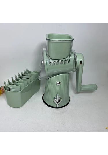 Motion003 Çim Yeşili Mutfak Gerekliliği Manuel Sebze Dilimleyici Döner Peynir Rendeleyici Fındık Öğütücü 10 Paslanmaz Çelik Bıçaklı Çim Yeşili
