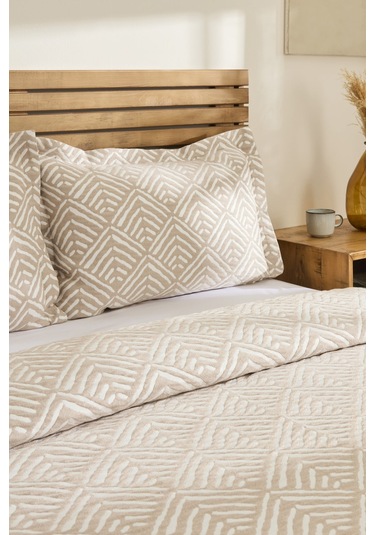 Kaşmir Home Space Çift Kişilik Yatak Örtüsü Takımı Bej Bej