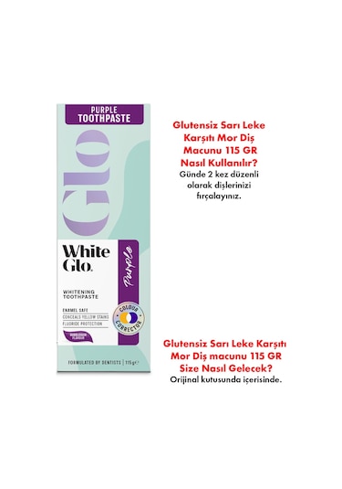 White Glo Glutensiz Sarı Leke Karşıtı Mor Diş Macunu 115 G