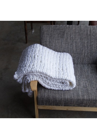 Sones Moda El Yapımı Polyester Battaniye, Boyut: 80x100cm Gri