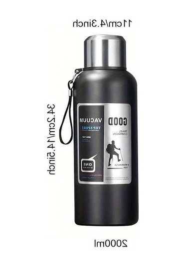 Didadodo Paslanmaz Çelik Vakum Yalıtımlı, Küçük Boyutlu 2 L Siyah Termos Siyah