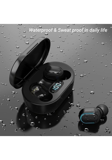 Fortunelane E7s Siyah Tws Bluetooth Kulaklık - Bt 5.1, Hifi Ses, Su Geçirmez, Analog Pil Göstergesi, Ergo Konfor