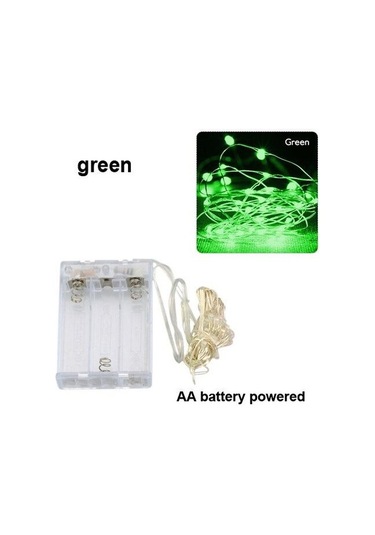 Yeşil 10m 5m 3m 2m Bakır Tel Led Tinsel Garland Akülü Peri Led Dize İşıklar Tatil Noel Düğün Parti Dekor 3m Yeşil