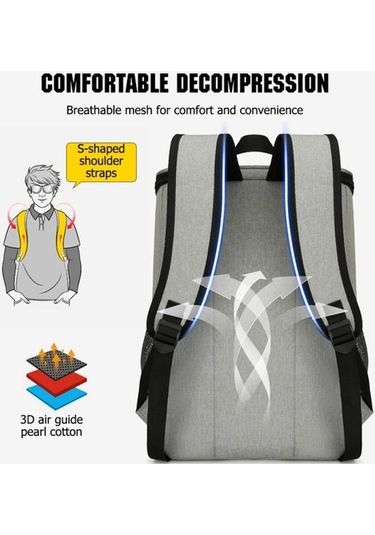 Novahub Büyük Kapasiteli İzole Soğutma Sırt Çantası, Su Geçirmez Piknik Soğutucu, Mavi A Çok Renkli Model Çok Renkli