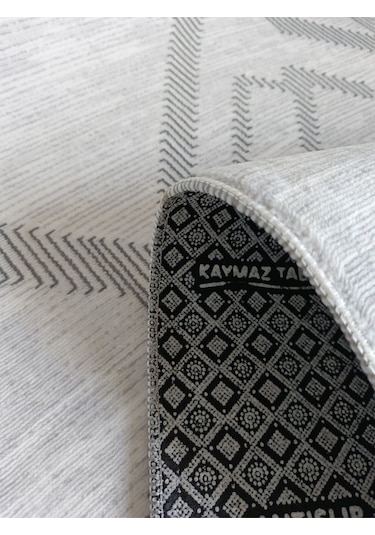 Antrasit Geometrik Desen Yıkanabilir Kaymaz Dört Mevsimlik Salon Banyo Balkon Genç Odası Kesme Halı Gri 2