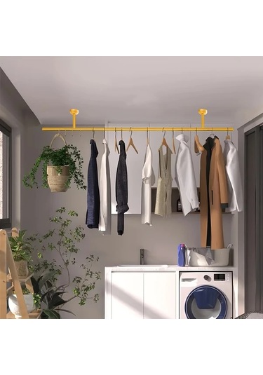 Hightower Siyah Rüzgar Geçirmez Portatif Askılık, Tavan Veya Duvar Montajlı, Balkon Ve Banyo İçin Siyah