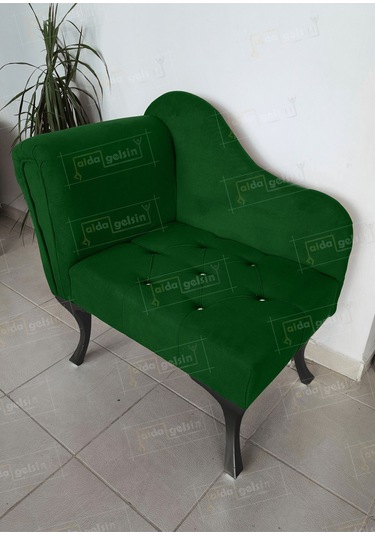Yeni Model Tekli Köşe Koltuğu Josefin Bench Siyah Ayak Yeşil