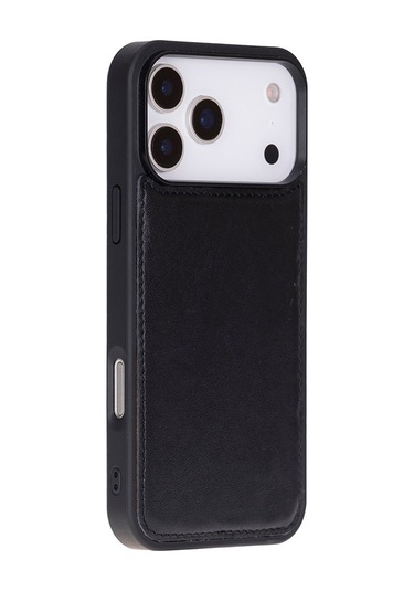 Bloomcase Magic Wallet Obsidian Black iPhone Uyumlu 17 Pro 6.3" Hakiki Deri Çıkarılabilir Cüzdanlı Telefon Kılıfı Siyah