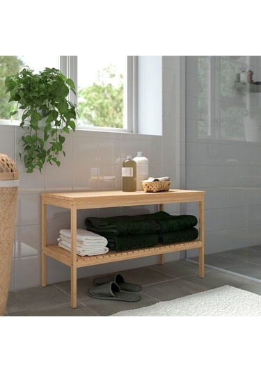 Banyo Mobilyası Ragrund Bank Meridyendukkan Bambu, 77x37 Cm Banyo Tabure Kahverengi