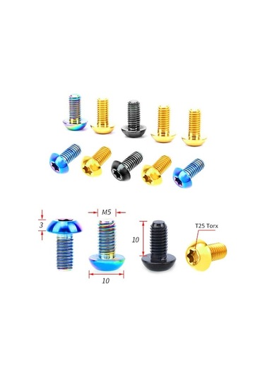 Novahub 12 Adet T25 Disk Vida 12pcs M5x10mm Fren Vida, Tc4 Titanyum Bisiklet Disk Fren Sabitleme Vidası