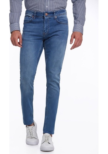 Hatemoğlu Mavi Slim Fit Düşük Bel Düz Paça Basic Kot Pantolon Mavi