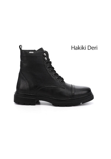 Gönderi R Siyah Floter Gön Hakiki Deri Fermuarlı Bağcıklı Erkek Postal Bot 81501 Siyah Floter